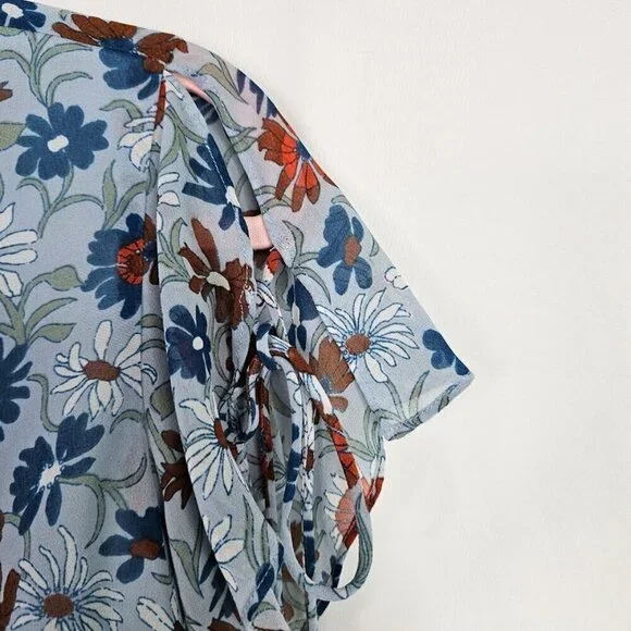 MADEWELL Open Back Dress size 0 XS WILDFLOWER GARDEN BLUE FLORAL Spring Summer - Picture 6 of 12